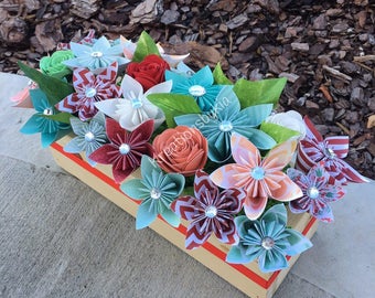 Origami Paper Flowers // Bouquet/ Floral Arrangement/ Flower Bouquet/ Origami Flowers/Paper Flowers/ Centerpiece