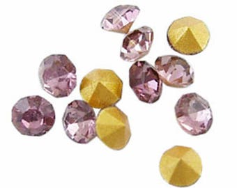 Wholesale 1440pc Machine Cut Pointed back Foil Rhinestone 3.4mm PaleVioletRed-bb2