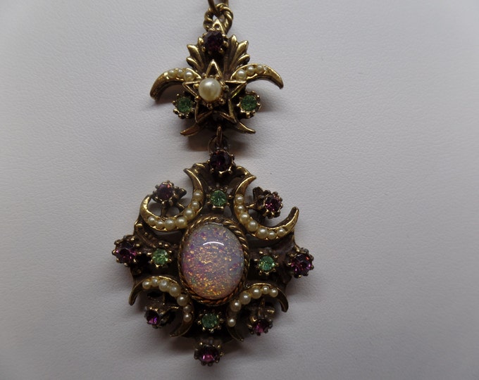 Gorgeous Vintage Purple Opaline Crystal Victorian Inspired Necklace