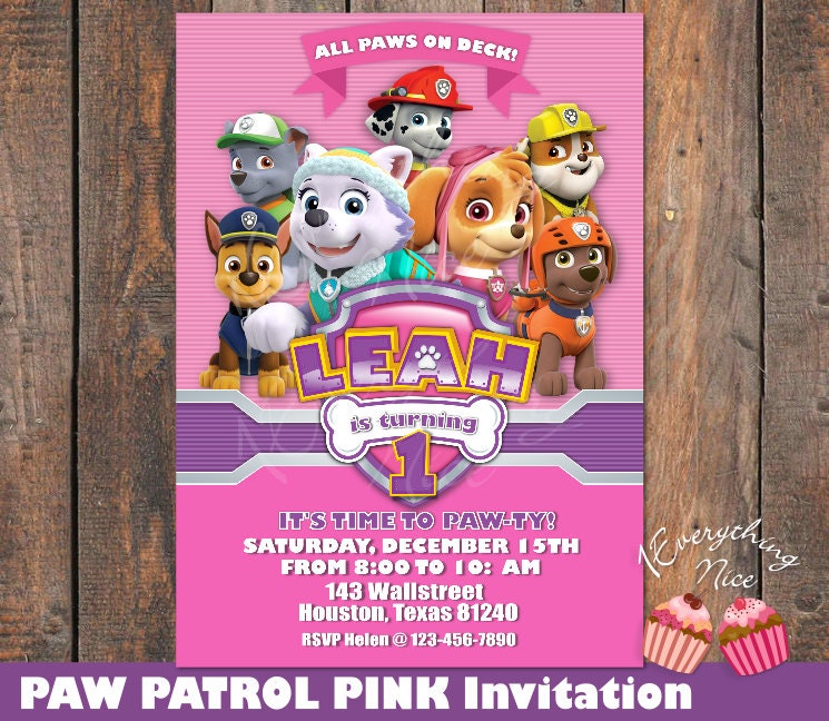 Pink Paw Patrol Invitations 7