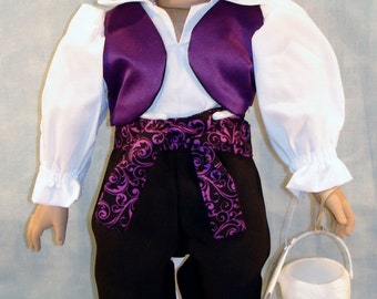 18 Inch Doll Clothes - Purple Pirate Halloween Costume handmade by Jane Ellen to fit 18 inch boy dolls
