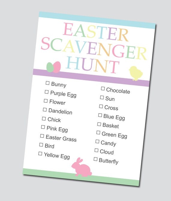 Easter Scavenger Hunt List INSTANT DOWNLOAD