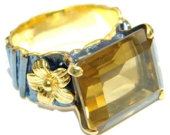 Citrine Sterling Silver Ring - weight 9.50g - Size 9 - dim L - 1 2, W - 5 8, T - 1 4 inch - code 13-gru-16-15