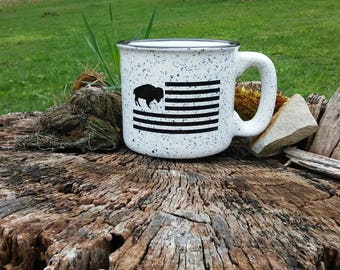 Buffalo flag ceramic campfire mug