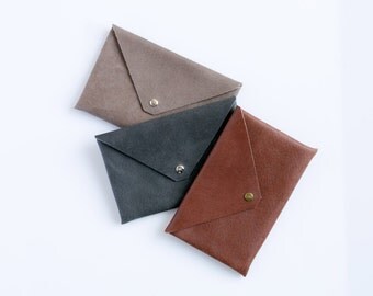 Leather Envelope Clutch - Envelope Wallet - Leather Cash Envelope - Mini Envelope Leather - Cell Phone Wallet, Leather Envelope Clutch Purse