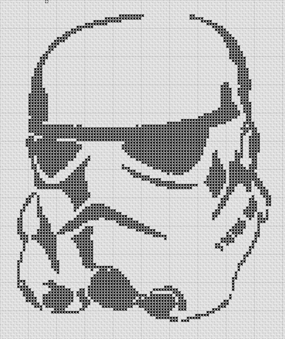 Download Stormtrooper Star Wars Cross Stitch 1 Color Easy PDF Pattern