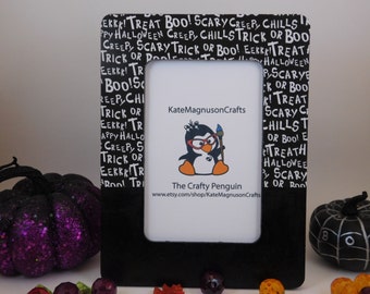 Handmade Customizable Decoupage Halloween Picture Frame 4x6 inch