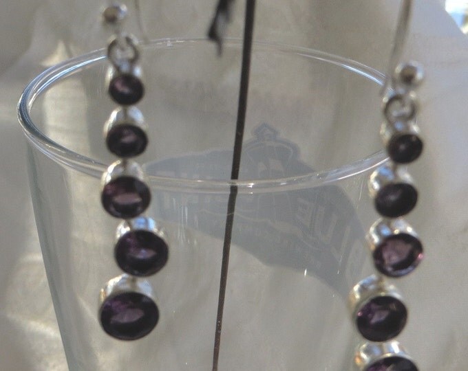 Sterling Silver Amethyst Earrings, Silver Amethyst Drop Earrings, Dangle Earrings