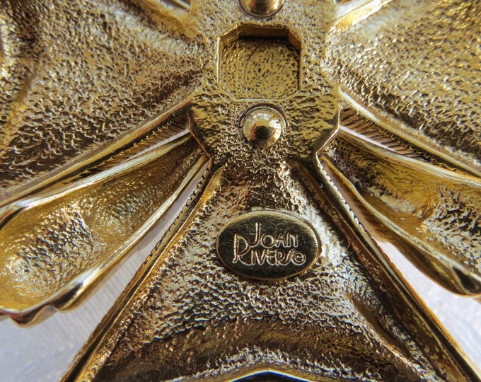 Joan Rivers Maltese Cross Brooch, Vintage Malta Cross Pin, Designer Signed, Heraldic Jewelry