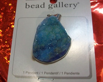 pendant bead light aqua blue drusy