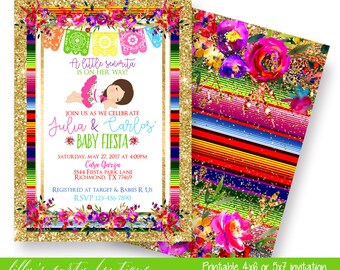 Fiesta Baby Shower Invitation, Mexican Fiesta Baby Shower Invite, Senorita, Fiesta, Floral Fiesta- YOU PRINT
