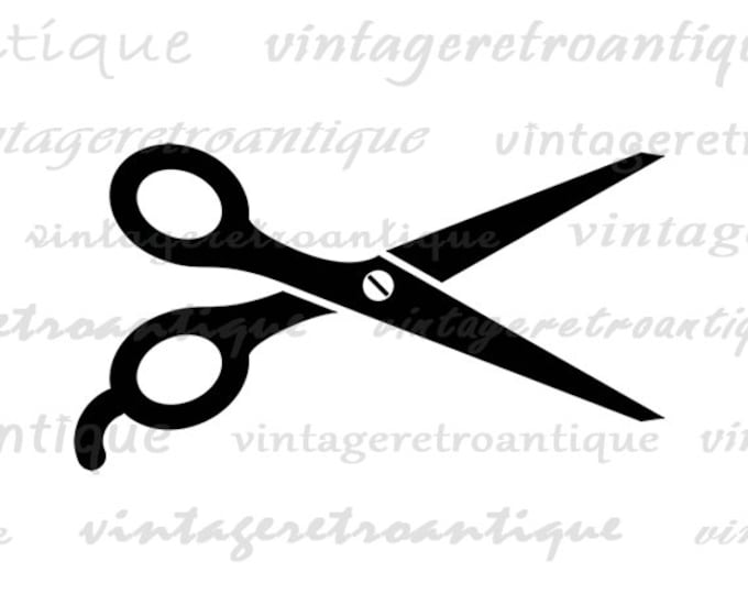 Digital Barber's Shears Printable Download Salon Scissors Graphic Hairdresser Image Antique Clip Art Jpg Png Eps HQ 300dpi No.4329