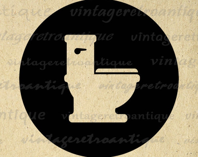 Toilet Image Graphic Printable Bathroom Icon Digital Download Illustration Vintage Clip Art Jpg Png Eps HQ 300dpi No.4411