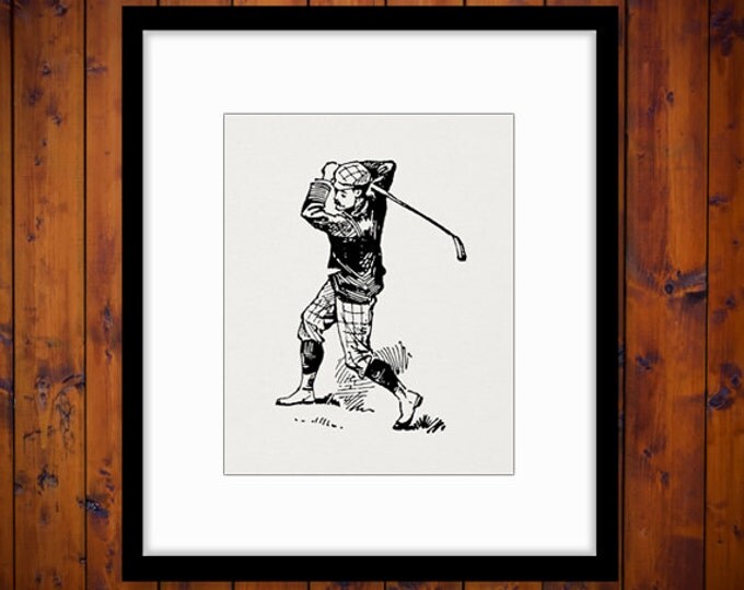 Antiue Golfer Digital Image Download Collage Sheet Golf Printable Graphic Jpg Png Eps HQ 300dpi No.3720