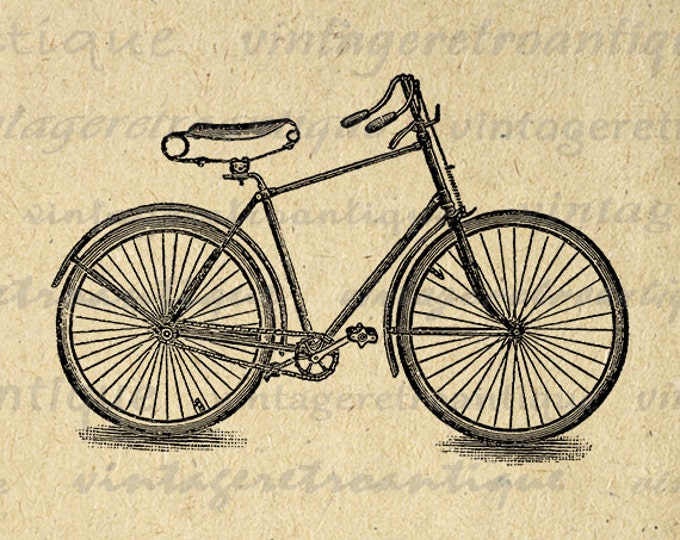 Printable Image Vintage Bike Download Antique Bicycle Digital Graphic Illustration Clip Art Jpg Png Eps HQ 300dpi No.4138