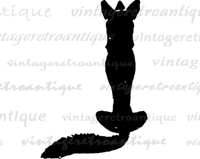 Fox Graphic Digital Image Silhouette Printable Animal Illustration Download Vintage Clip Art Jpg Png Eps HQ 300dpi No.882