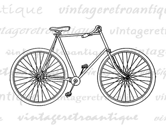 Digital Image Bicycle Graphic Antique Bike Download Illustration Printable Vintage Clip Art Jpg Png Eps HQ 300dpi No.3124