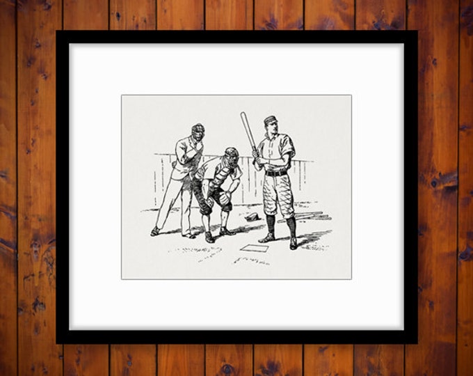 Baseball Graphic Image Download Sports Players Digital Printable Antique Clip Art for Transfers Making Prints etc HQ 300dpi No.3628