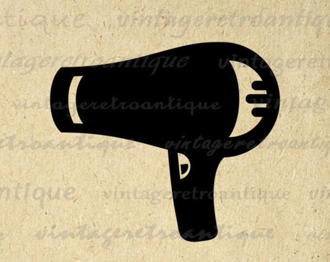 Printable Digital Blow Dryer Graphic Salon Hairdresser Download Barber Image Vintage Clip Art Jpg Png Eps HQ 300dpi No.4315