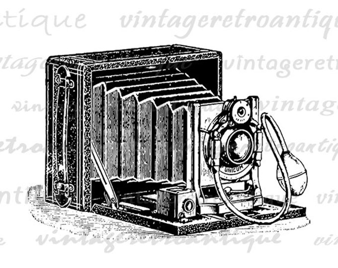 Printable Digital Old Fashioned Camera Image Download Illustrated Graphic Antique Clip Art for Transfers etc Jpg Png HQ 300dpi No.1473