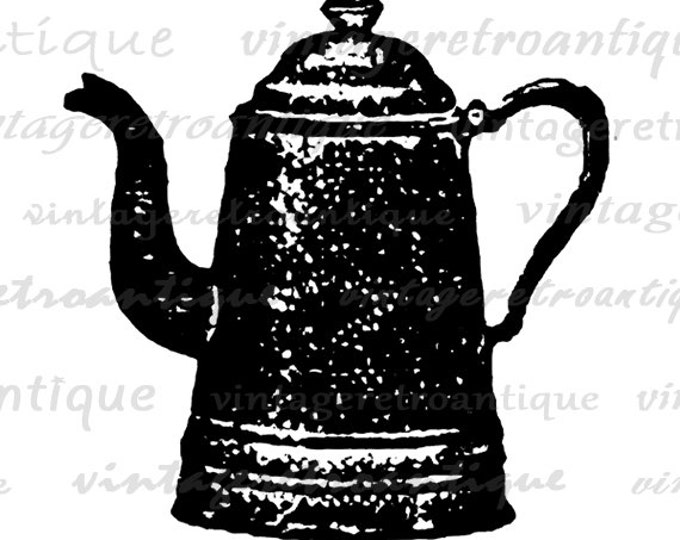 Teapot Image Digital Download Tea Pot Printable Illustration Graphic Vintage Clip Art Jpg Png Eps HQ 300dpi No.1353