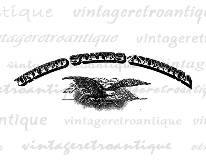 United States of American Digital Image Download Printable Graphic Vintage Clip Art HQ No.1072