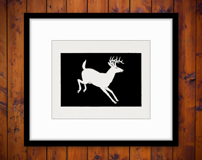 Deer Silhouette Image Graphic Printable Animal Illustration Digital Download Vintage Clip Art Jpg Png Eps HQ 300dpi No.3348