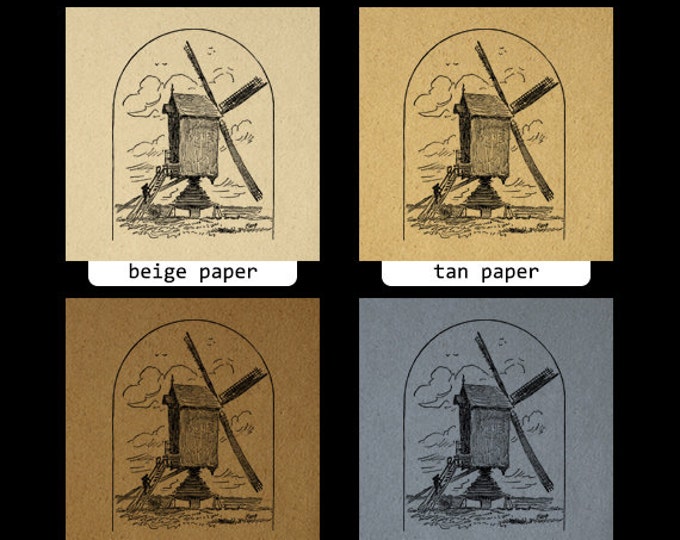 Digital Dutch Windmill Graphic Image Antique Download Printable Vintage Clip Art Jpg Png Eps HQ 300dpi No.114