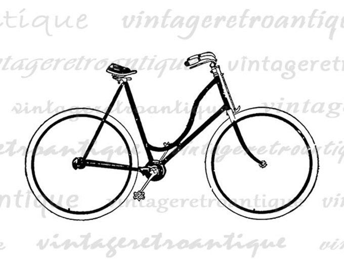 Printable Bicycle Image Graphic Antique Bicycle Download Vintage Bike Digital Clip Art for Transfers Printing etc HQ 300dpi No.4237