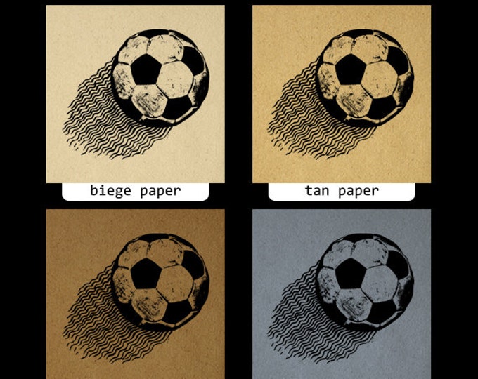 Printable Soccer Ball Image Graphic Flying Soccer Ball Digital Sports Soccer Download Vintage Clip Art for Transfers etc HQ 300dpi No.4644