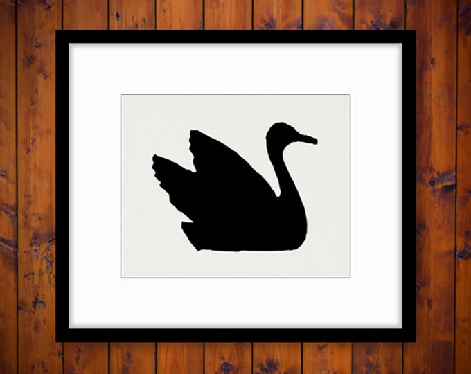 Digital Printable Swan Silhouette Image Swan Graphic Bird Animal Art Download Vintage Clip Art for Transfers Printing etc HQ 300dpi No.4679