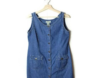 Vintage Denim Button down Sleeveless Dress from 90's*