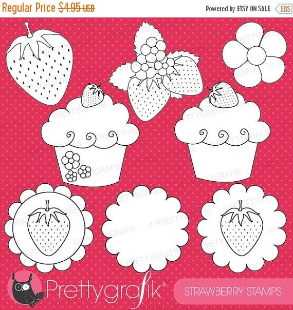 80% OFF SALE strawberry digital stamp commercial use, vector graphics, digital stamp, digital images - DS505 Il_570xn