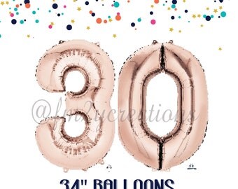 ROSE GOLD 30th Birthday Number Balloons | 30th birthday for her | Dirty 30 Party | Thirsty Thirty | 30th Birthday Rose GOLD Balloon Banner