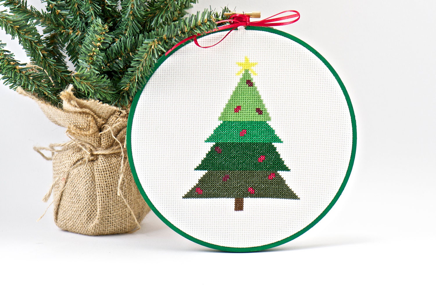PLETE KIT Christmas Tree Cross Stitch DIY Craft Kit