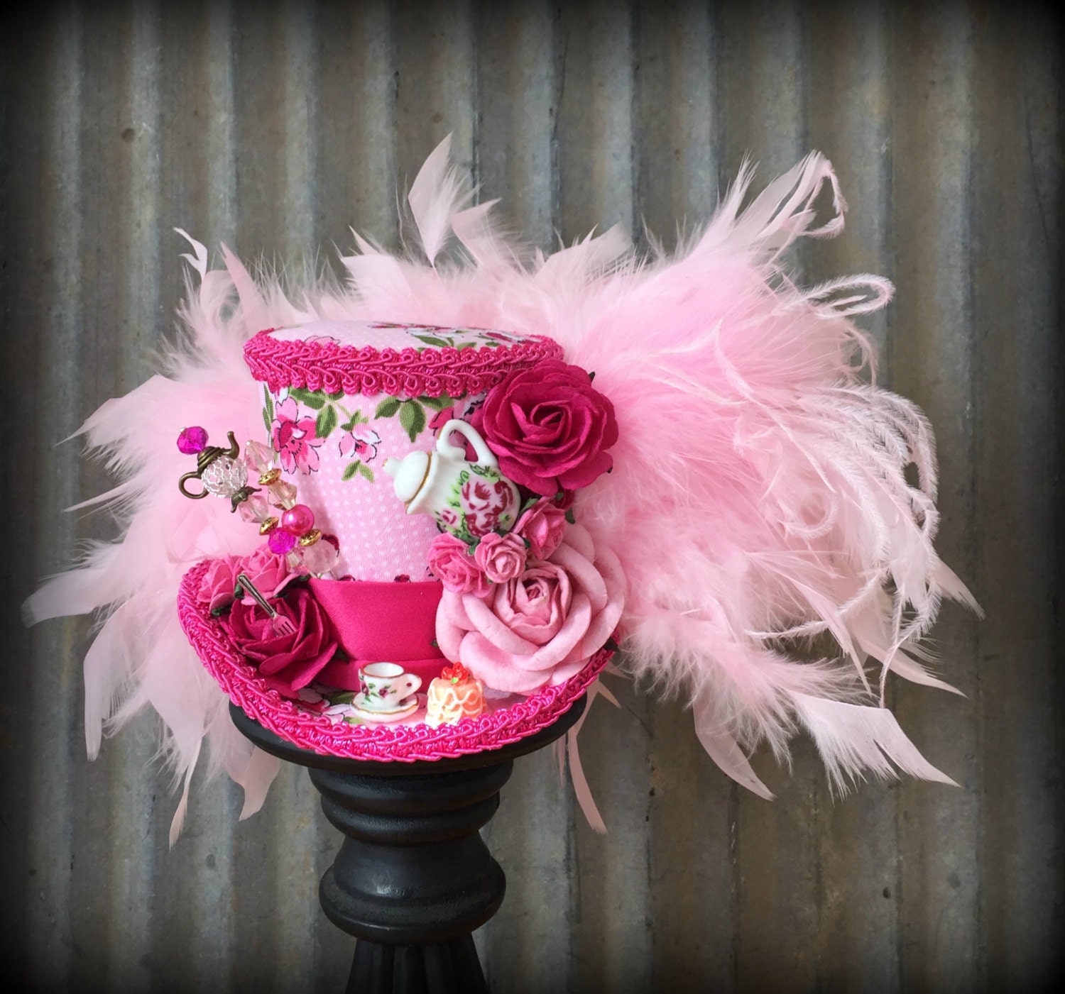 Mini Top Hat Pink Tea Cup hat Tea Pot Alice in Wonderland