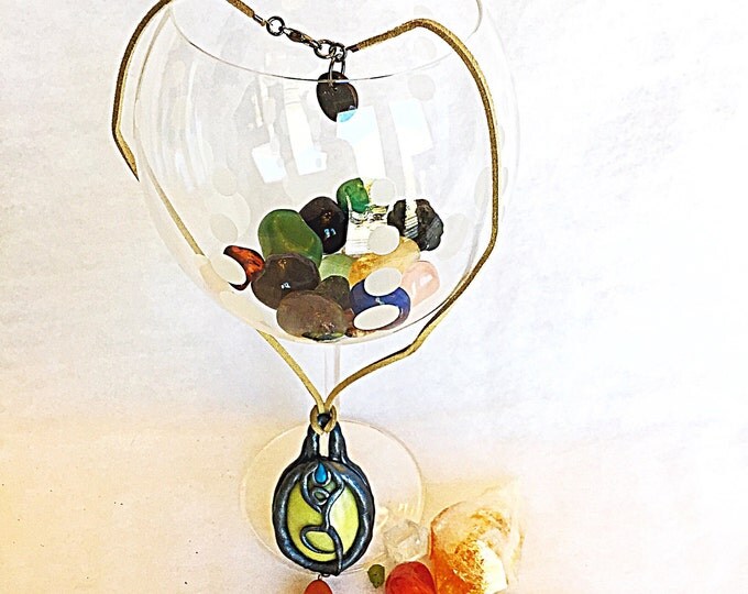Apple Green Magnesite, Orange Carnelian and Turquoise Yoga Dancer Pendant on Tan Suede Cord, Balance and Strength Hand Sculpted
