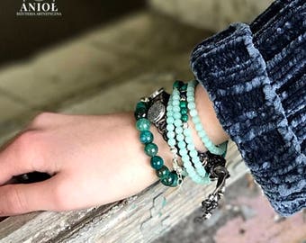 BOHO CHIC - Etno - Tribal Jewelry, 100% Sterling Silver Bracelet - Set of the 3 Bracelets - Natural Leather Bracelet