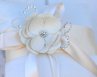 Blush Ring Bearer Pillow / Rhinestone and Blush Ring Pillow / Blush Pink Wedding / Blush Pink Ring Bearer Pillow / Blush Wedding Pillow