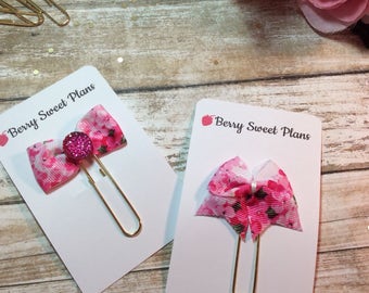 Tiny Daisies - Choice of Ribbon Bow Planner Clips / Bookmarks
