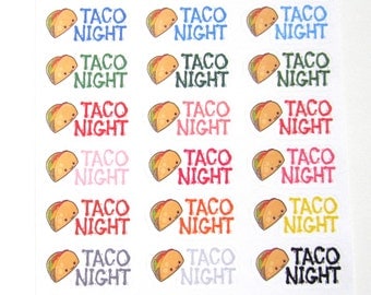 Taco Night Planner Stickers, Cute Tacos, Meal Stickers, Matte Repositionable