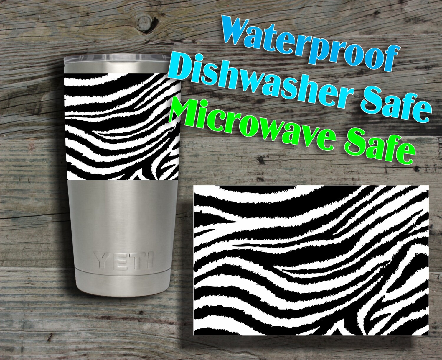 Zebra Decal Sticker Wrap For Yeti Rambler Cup Mug Tumbler Bottle Rtic Ozark Woman Girl Women Yeti Cooler Wrap Template