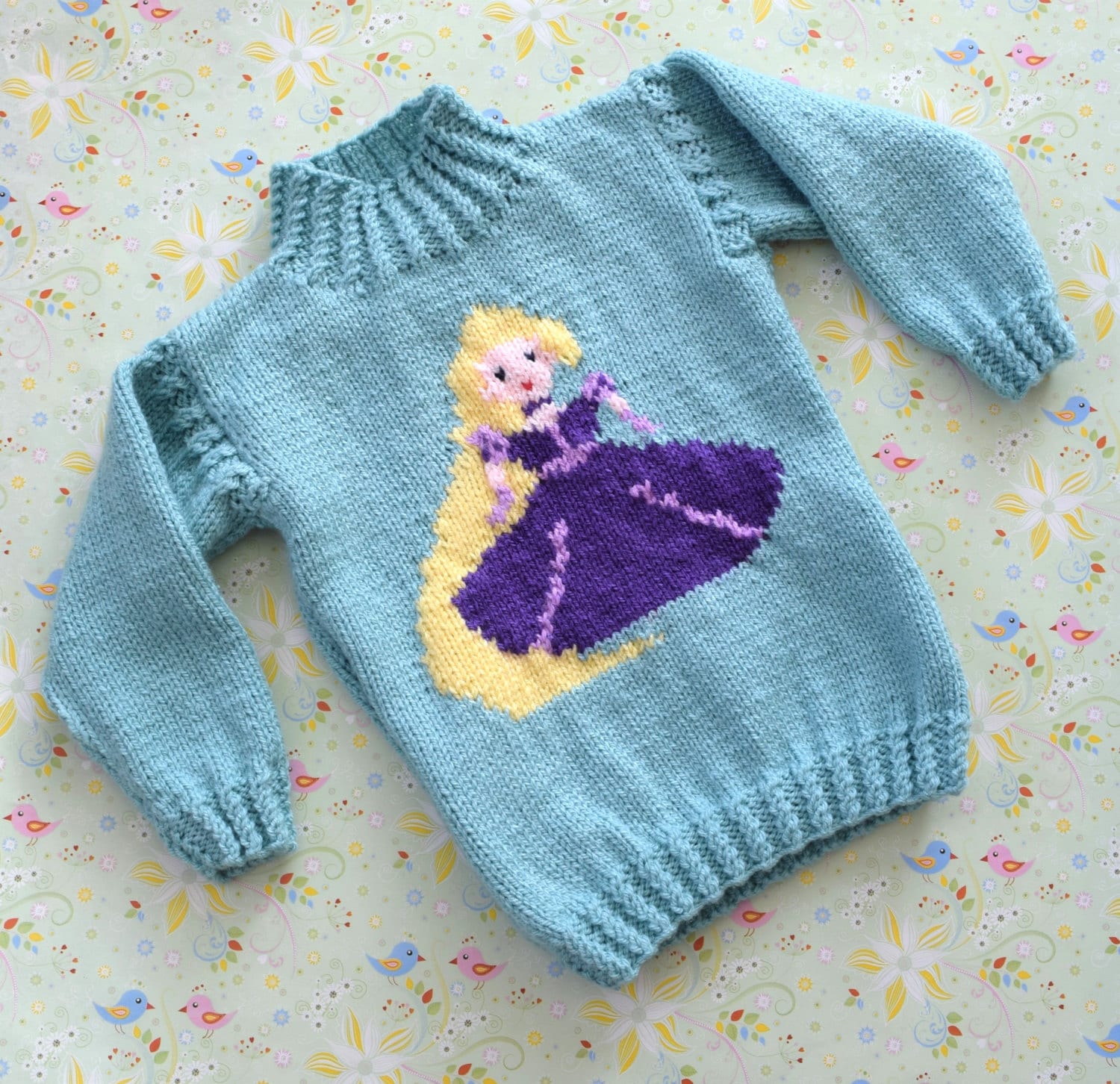Aran Knitting pattern for girls, Princess sweater and ...