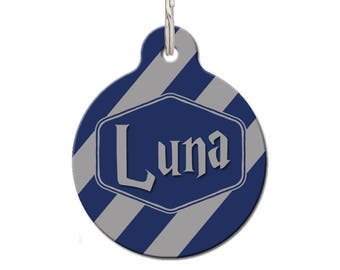 Blue and Grey Pet Tag, Dog Name Tag | Ravenclaw Collar Tag, Harry Potter, Geekery Pet, Luna Name Tag