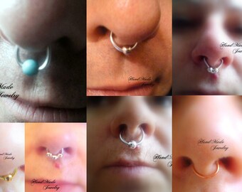 Fake Septum Ring Body Jewelry Non piercing fake septum ring Handmade Fake nose ring Septum Jewelry Silver or Gold Bull Septum