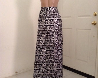 Vintage Silver Trees Skirt 1960s Elinor Gay Large