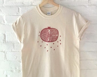 Pomegranate T-Shirt, Fruit Shirt, Food Shirt, Screen Printed T Shirt, Fruit Print