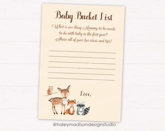 Woodland Baby Shower Game, Baby Bucket List, Woodland Baby Shower acitivty, DIGITAL FILE
