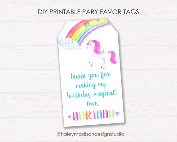 unicorn thank you tags rainbow thank you tags printable