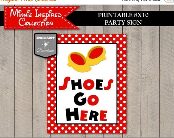 SALE INSTANT DOWNLOAD Red Girl Mouse Printable 8x10 Shoes Go Here Party Sign / Red Girl Mouse Collection / Item #1937